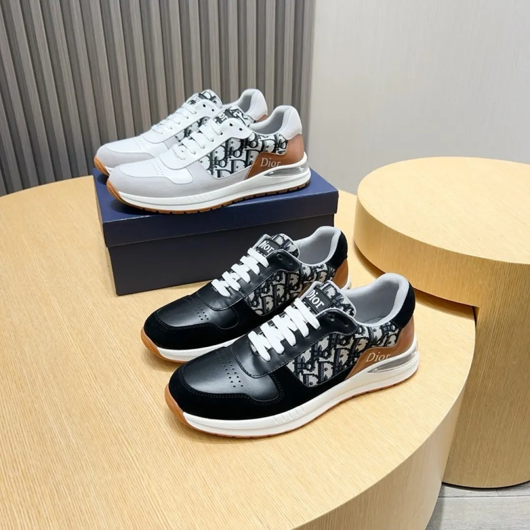 Men's shoes 💰P440💰 [Dior] Dior casual sports shoes, the uppers are made of original imported cowhide leather and original cloth fabrics, a must-have for fashionistas, and the complex craftsmanship is perfect. Imported soft mesh lining, sheepskin foot pads, soles: original soles specially provided by the original factory, exclusive movable molded soles are super comfortable, original factory single goods, men's size 38-45